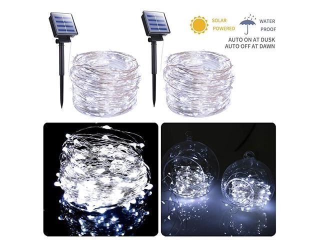 Solar String Lights 2 Pack 33FT 100 LED Solar Powered Fairy Lights with 8 Lighting Modes Waterproof Decoration Copper Wire Lights for Patio Yard