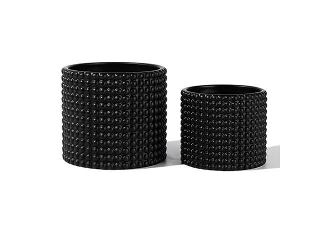 Ceramic Vintage Style Hobnail Patterned Planter Pots 6 and 5 Inch Containers with Watering Drain Plug for Indoor Succulent Plants or Flowers