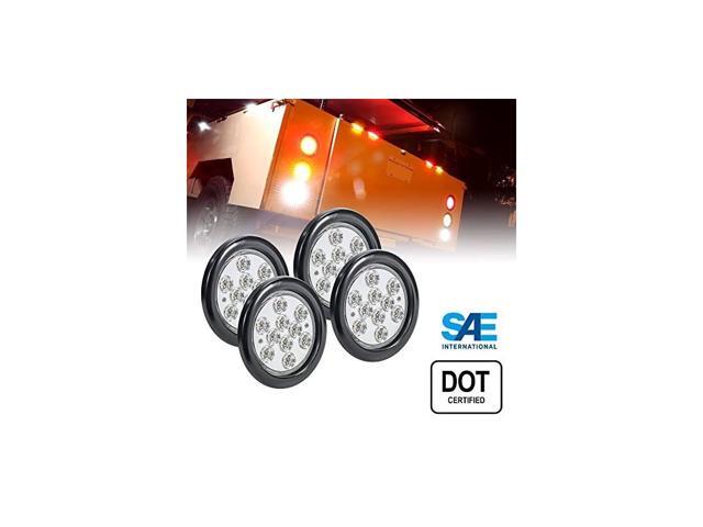 4quot Round Red LED Trailer Tail Lights DOT Certified Grommet amp Plug Included IP67 Waterproof Turn Stop Brake Trailer Lights for RV Trucks
