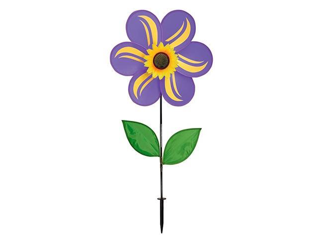 2741 Purple Sunflower Wind Spinner with Leaves 19 Inch