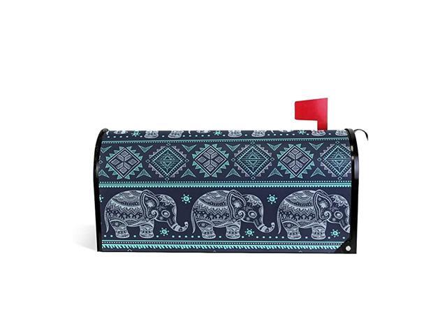 Unimagic Magnetic Mailbox Cover Vintage Animal Elephant Print Mailbox Wraps Letter Post Box Cover Standard Large Size