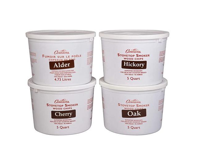 Wood Chips Oak Cherry Hickory Alder 4 Quarts 473176 L Each Value Gift Set of Extra Fine Kiln Dried BBQ Chips 100 All Natural Barbecue Smoker