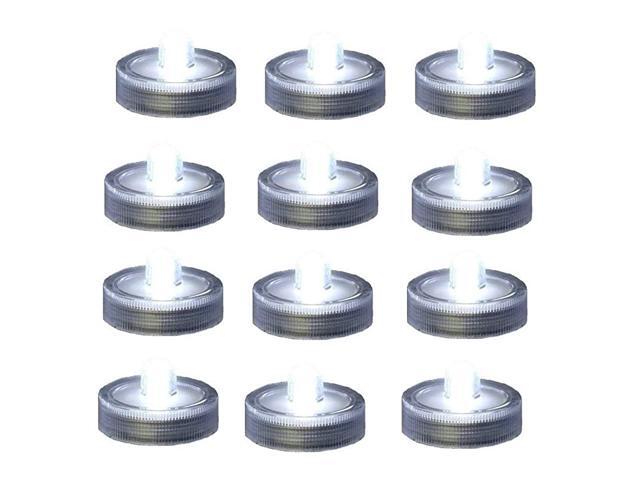 LED Battery Operated Flameless Tea Light Submersible Tea Candle Waterproof Decorations Underwater Vase Light for Party and Wedding Pack of 12 Clear