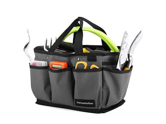 Gardening Tote Bag Deluxe Garden Tool Storage Bag and Home Organizer with Pockets WearResistant amp Reusable 12 Inch Gray amp Black
