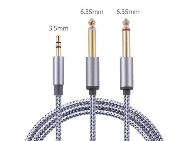 35mm 18 TRS to Double 635mm 14 TS Mono YCable Splitter CableStereo Audio Cord Gold Plated Compatible with iPhone iPod Laptop Multimedia Speakers
