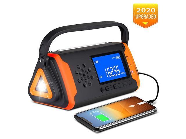 Weather Crank Radio 4000mAh Portable Solar Powered Hand Crank AMFMNOAA Weather Alert Radio Aux Music Play USB Cell Phone Charger SOS Alarm LED