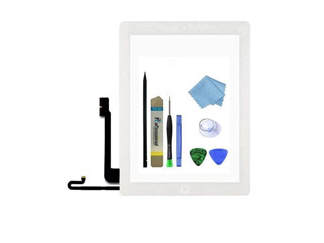 Touch Screen Digitizer Replacement Assembly for White iPad 4 Model A1458 A1459 A1460 with Home ButtonCamera HolderPreinstalled AdhesiveFrame