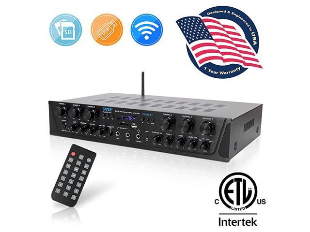 Wireless Home Audio Amplifier System Bluetooth Compatible Sound Stereo Receiver Amp 6 Channel 600Watt Power Digital LCD Headphone Jack 14