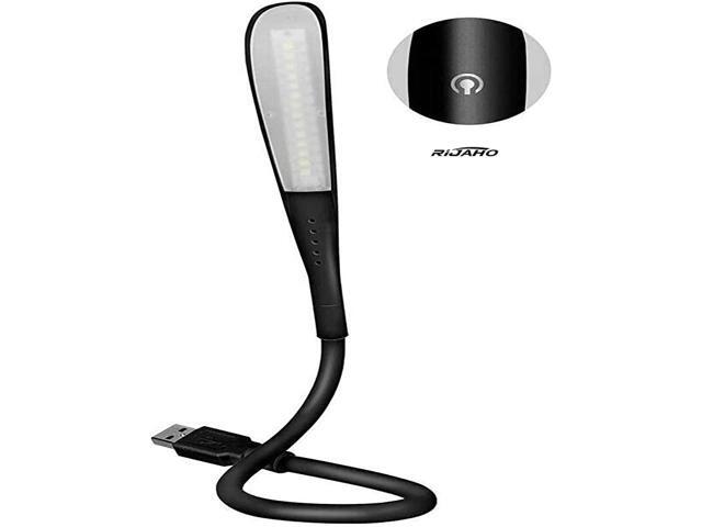 USB Night Light Dimmable with 14 LED Reading Lights Touchable Curved Gooseneck Portable Table Lamp Black
