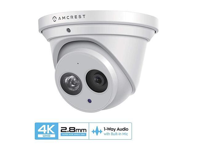 UltraHD 4K 8MP Outdoor Security IP Turret PoE Camera 3840x2160 164ft NightVision 28mm Lens IP67 Weatherproof MicroSD Recording 128GB White IP8MT2499EW