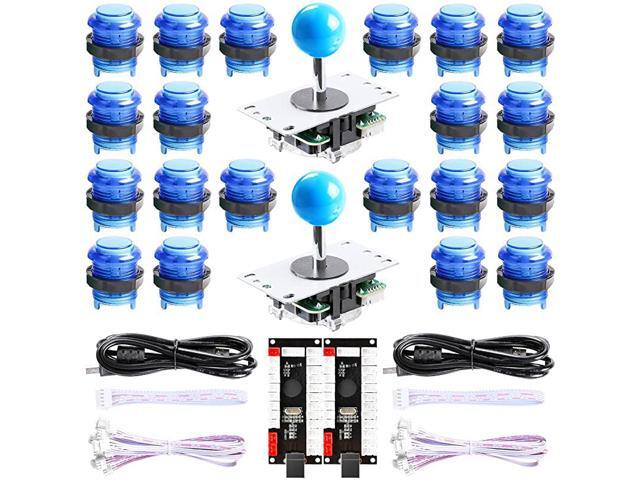 New Updated Version 2Player LED Arcade DIY Kit 2X Zero Delay LED USB Encoder + 2X Arcade Joystick + 20x LED Arcade Buttons for MAME PC Windows