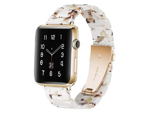 Resin Watch Band for 42mm 44mm Apple Watch Series 5 4 3 2 1 with Stainless Steel Buckles Fashion Lightweight Sport Smart Watch Wristband Strap for
