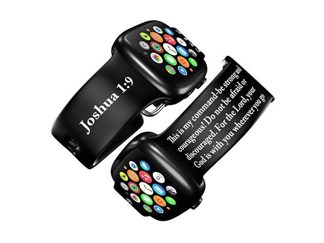 3840 mm Apple Watch Compatible Band with Bible Verses Joshua 19 Religious Print Smart Watch Wristband for Men Women Breathable Strap for Fitness