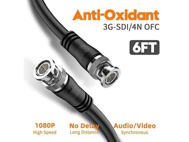 SDI Cable 6ft 3G HDSDI Cable Heavy Duty BNC to BNC Cable 75 Ohm 1080P for Video Security Camera CCTV Systems Video Coaxial Cable