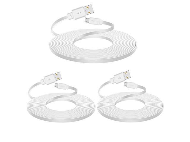 25ft Micro USB Flat Power Cable Compatible with Wyze Cam Pan Yi Cam Nest Cam Blink XT Mini Zmodo Security Camera