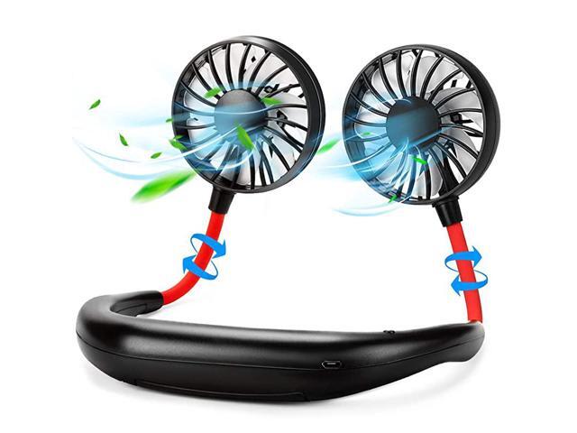 Neck Fan Hand Free Personal Mini Fans USB Rechargeable360 Degree Free Rotation for Traveling Sports Office Reading 3 Speed Adjustable Headphone