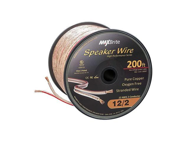 Performance 12 Gauge Speaker Wire Oxygen Free Pure Copper UL Listed Class 2 200 Feet Spool
