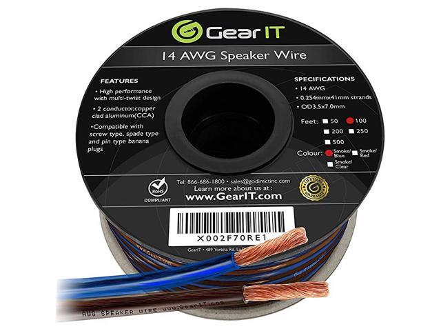 Pro Series 14AWG Speaker Wire 14 Gauge Speaker Wire Cable 100 Feet 30 Meters Great Use for Home Theater Speakers and Car Speakers Transparent