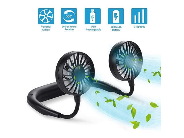 Fan Portable Fan USB Fan Mini Personal Small Fan band Sport Fan Wearable Hands Free Fan Desktop Fan 3 Speed Adjustable for Outdoor Indoor Office
