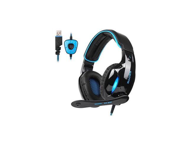 Newest SA902 71 Channel Virtual Surround Sound USB Gaming Headset Overear Headphones with Noise Isolating Mic LED Light for PC Mac Computer