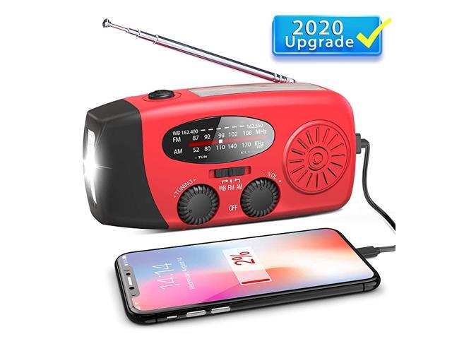 Hand Crank Radio Portable Self Powered AMFMNOAA Solar Wind Up Weather Radio with LED Flashlight USB Rechargeable 1000mAh Power Bank for Cell Phone