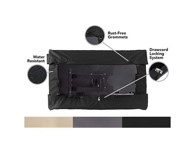 Outdoor Half TV Cover Water Resistant Front Easy On and Off Draw Cord Outdoor TV Covers Black