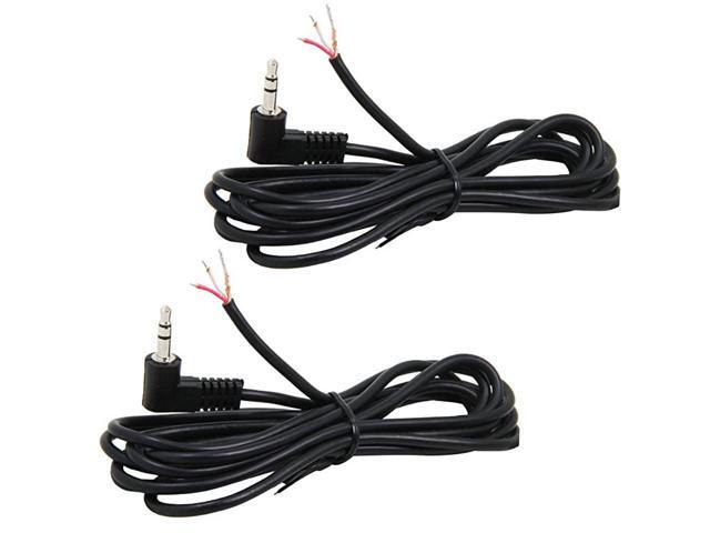Headphone Bare Wire 2Pack 6ft2M 35mm 18 Inch Stereo Male Plug to Pretinned End