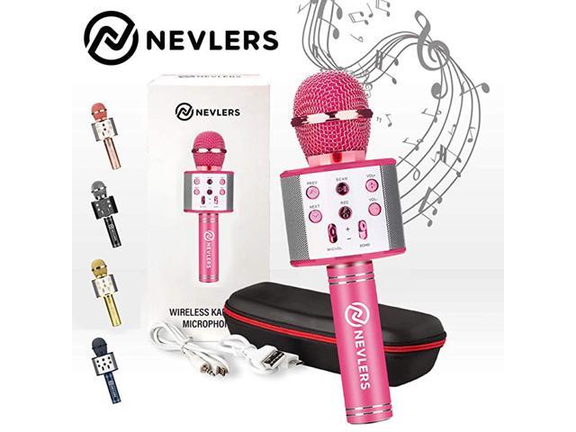 Karaoke Microphone with Wireless Bluetooth Speaker and Recording Options Easy to Use Portable Handheld Karaoke Machine for Kids and Adults Pink