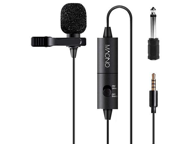 Lavalier Microphone AU100 Hands Free Clipon Lapel Mic with Omnidirectional Condenser for Podcast Recording DSLRCamera Smartphone PCLaptop 236 in