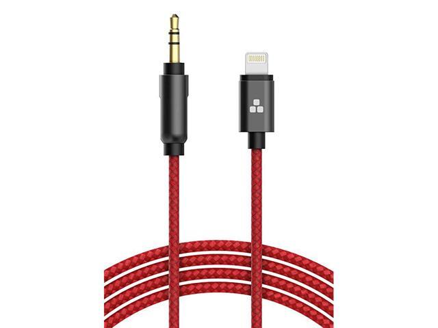 MFI Certified iPhone Aux Lightning Cord to Male 35mm Auxiliary Cable iPhone Audio Link to Car Jack Headphones Speakers Red