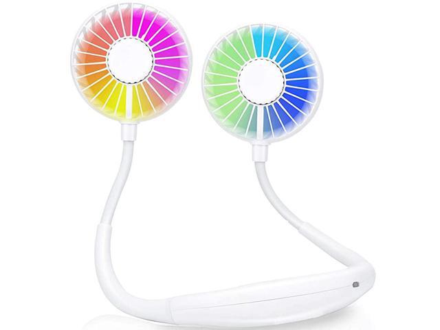 Hanging Neck FanPersonal Mini Hands Free USB Fans 3 Speeds7Color LED LightAromatherapy2000mAh Battery360° Free Rotationfor Outdoor Home Office