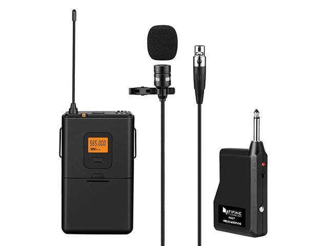 20Channel UHF Wireless Lavalier Lapel Microphone System with Bodypack Transmitter Mini XLR Female Lapel Mic and Portable Receiver Quarter Inch