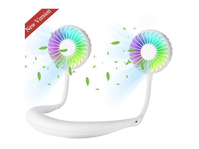 Neck Fan Portable USB Rechargeable LED Fan Hand Free Personal Wearable Fan with Aromatherapy Headphone Design Cooler Fan for Sport Office Home