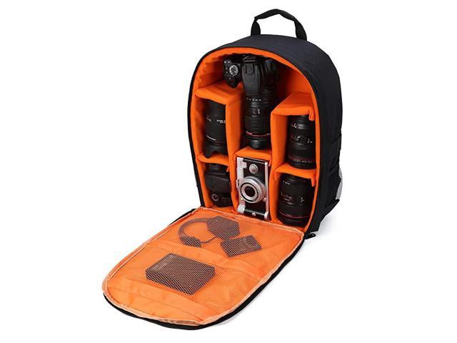 Bag Backpack Waterproof 16 X 13 X 5 with Rain Cover for DSLR s Lens Tripod and Accessories Orange Large