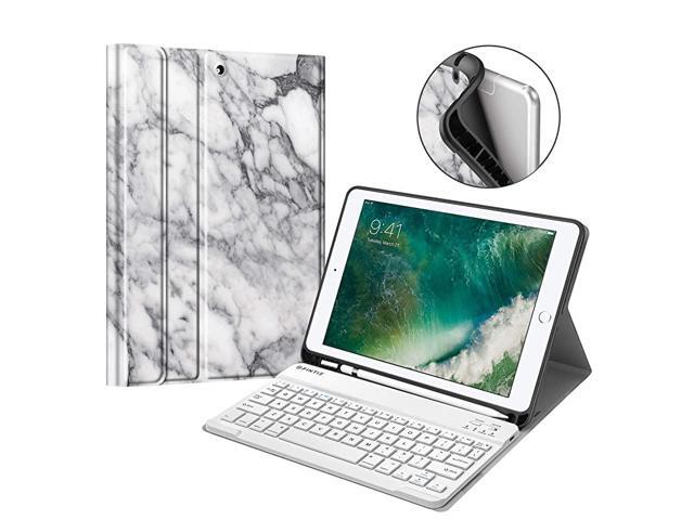 Keyboard Case for iPad 97 2018 with Builtin Pencil Holder SlimShell Soft TPU Back Protective Cover wMagnetically Detachable Wireless Bluetooth