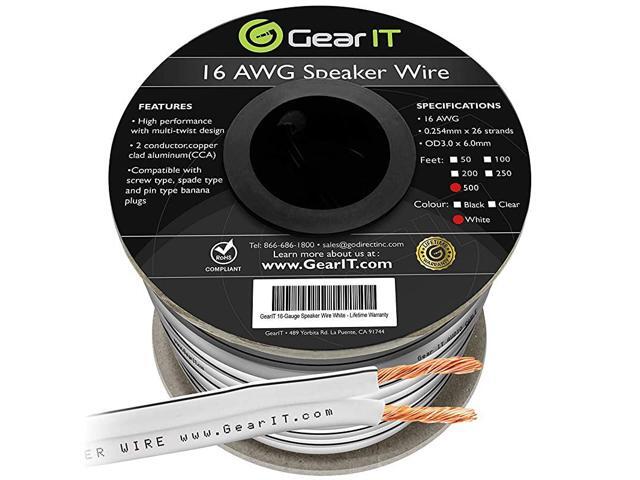 16AWG Speaker Wire Pro Series 16 Gauge Speaker Wire Cable 500 Feet 1524 Meters Great Use for Home Theater Speakers and Car Speakers White