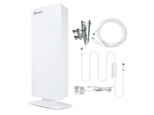 Antenna ANTOP HD Indoor Outdoor Digital TV Antenna 80 Miles MultiDirectional Long Range Reception with Smartpass Amplifier 4G Filter 4K HD VHF UHF