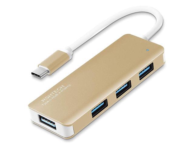 USBC Hub 4 Port USB 30 Hub Ultra Slim Splitter for Type C Devices Gold