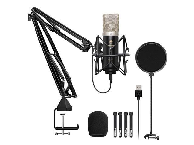 Condenser Microphone USB Cardioid Computer Mic Kit with 24mm DiaphragmUpgraded Boom ArmSpider Shock Mount for Streaming Recording Gaming