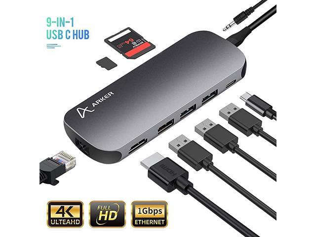 USB C Hub 9in1 USB C Adapter with 4K USB C to HDMIUSB 30SD TF Card Reader PD Charging Port Gigabit Ethernet USB C to 35mm USB C Dock for MacBook