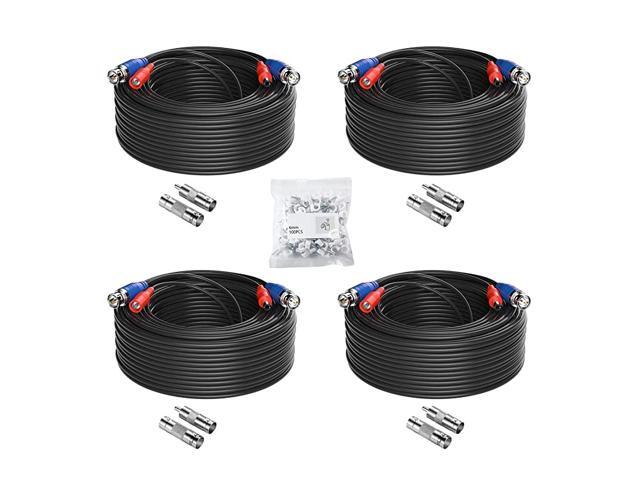4 Pack 100ft AllinOne BNC Video Power Cables BNC Extension Wire Cord with Eight Connectors for CCTV Camera DVR Surveillance System