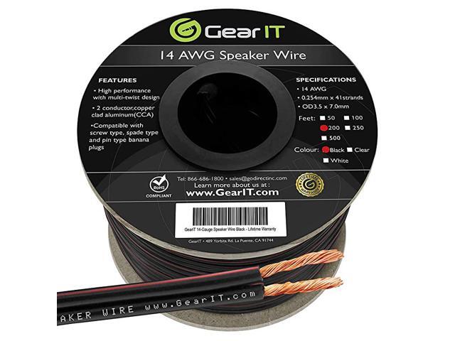 14AWG Speaker Wire Pro Series 14 AWG Gauge Speaker Wire Cable 200 Feet 609 Meters Great Use for Home Theater Speakers and Car Speakers Black