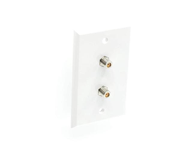 Video Wall Jack for Twin Dual Coax Cable F Type Coaxial Wallplate Wall Plate Two 3 GHz Couplers Approved for Comcast DIRECTV Satellite Dish and