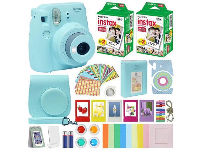 Fuji Instax Mini 9 Instant Camera ICE Blue wCase + Fuji Instax Film Value Pack 40 Sheets for Instax Mini 9 Camera + Accessories Color Filters