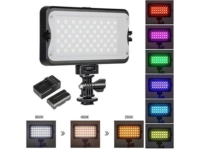 LED Camera Video Light Dimmable 2500K8500K Camcorder LED Light Panel for Digital SLR Cameras with 0299 MutiColor Types White Filter Battery and