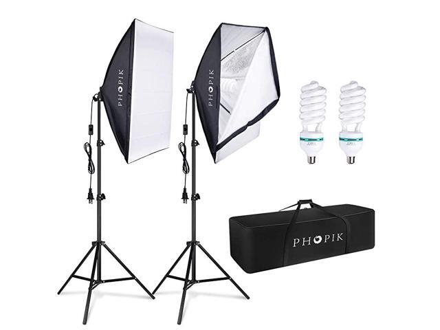 Softbox Lighting Kit 2X20X28 inch Professional Continuous Studio Photography Photo Studio Equipment with 2×85W 5500K E27 Socket Bulbs for Portraits