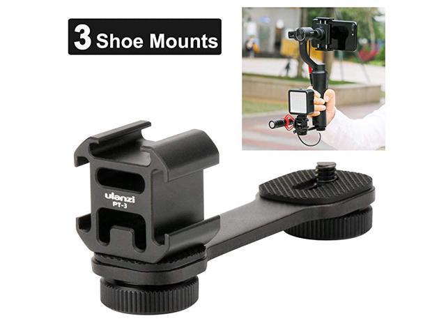 PT3 Triple Cold Shoe Gimbal Microphone Mount Extenstion Bar w 14 inch Adapter Video Light Microphone Mount Compatible for DJI OM 4OSMO