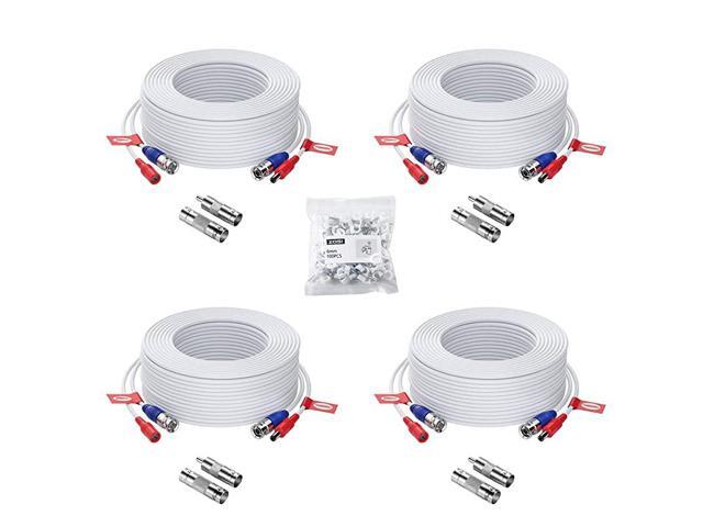 4 Pack 100ft 30 Meters 2in1 Video Power Cable BNC Extension Surveillance Camera Cables for Video Security Systems Included 4X BNC Connectors and 4X
