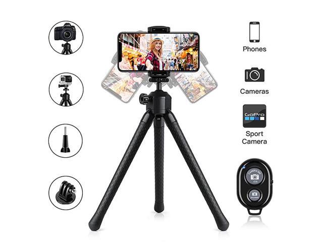 Phone Tripod Stand Flexible Cell Phone Selfie Stick Tripod with Wireless Remote Control Camera Tripod Stand Holder Mount and Phone Clip for iPhone