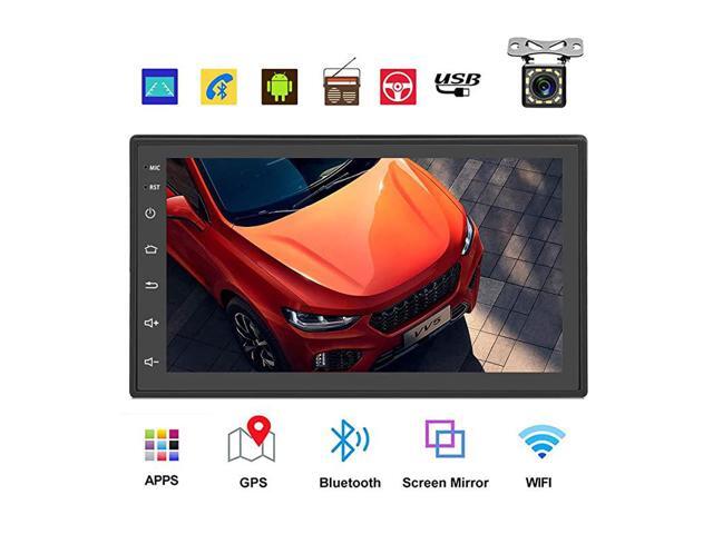 Din Android Car Stereo Radio with Bluetooth GPS 7 Inch HD Touchscreen inDash Headunit FM Radio Receiver Support WiFi Dual USB AndroidiOS Mirror